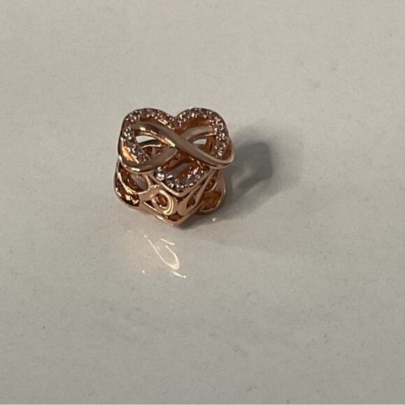 🐘🐘 14K Rose Gold Plated Sterling Silver Infinity Heart Charm - Picture 6 of 7